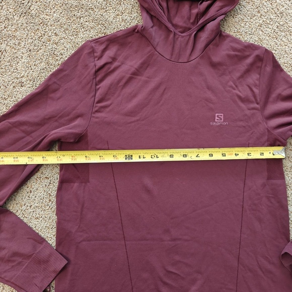 Salomon Hoodie Womens Medium Purple Seamless Long Sleeve Hooded Logo Chest - Picture 10 of 12